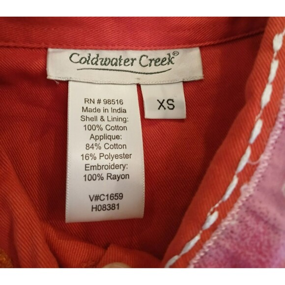 Coldwater Creek 100% Cotton Blend Blazer Jacket Festive Boho XS Career Office - Picture 7 of 9